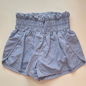 Zenana Outfitters High Waist Ruffle Shorts in Light Blue